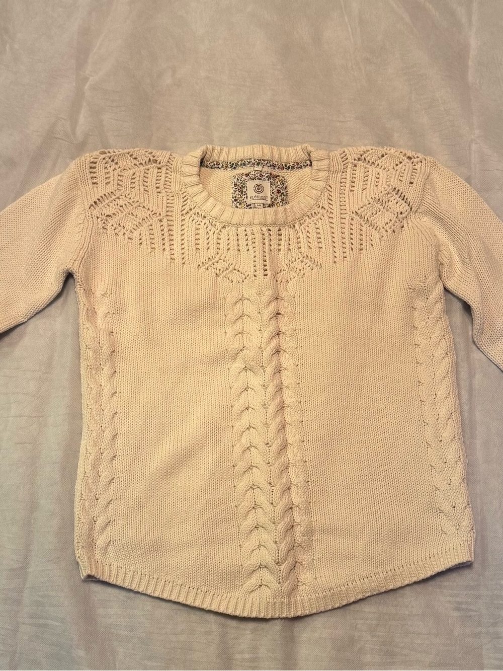 Element Cream Cable Yoke Crewneck Sweater